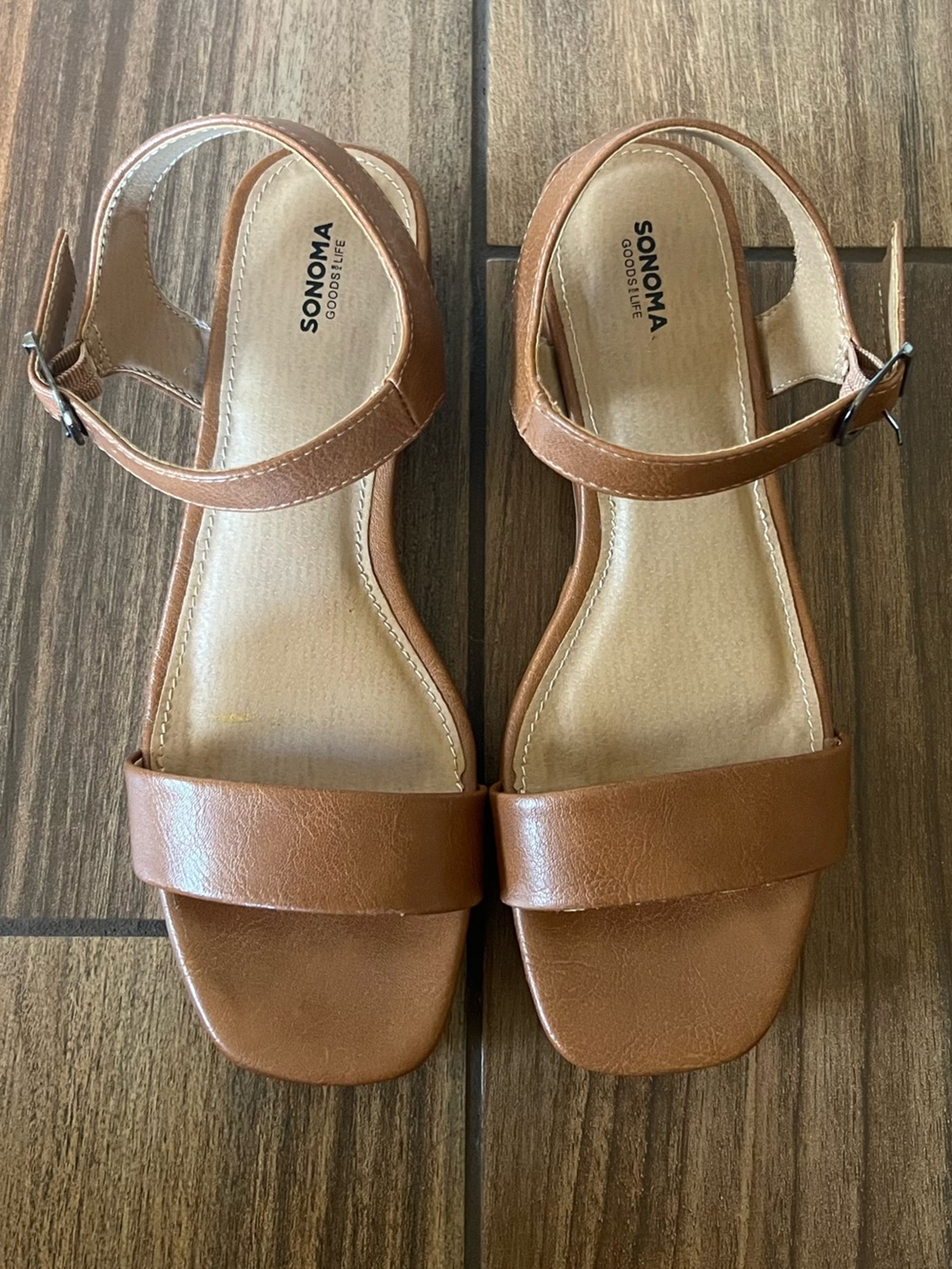 Sonoma Brown Strappy Open-Toe Ankle Strap Sandals
